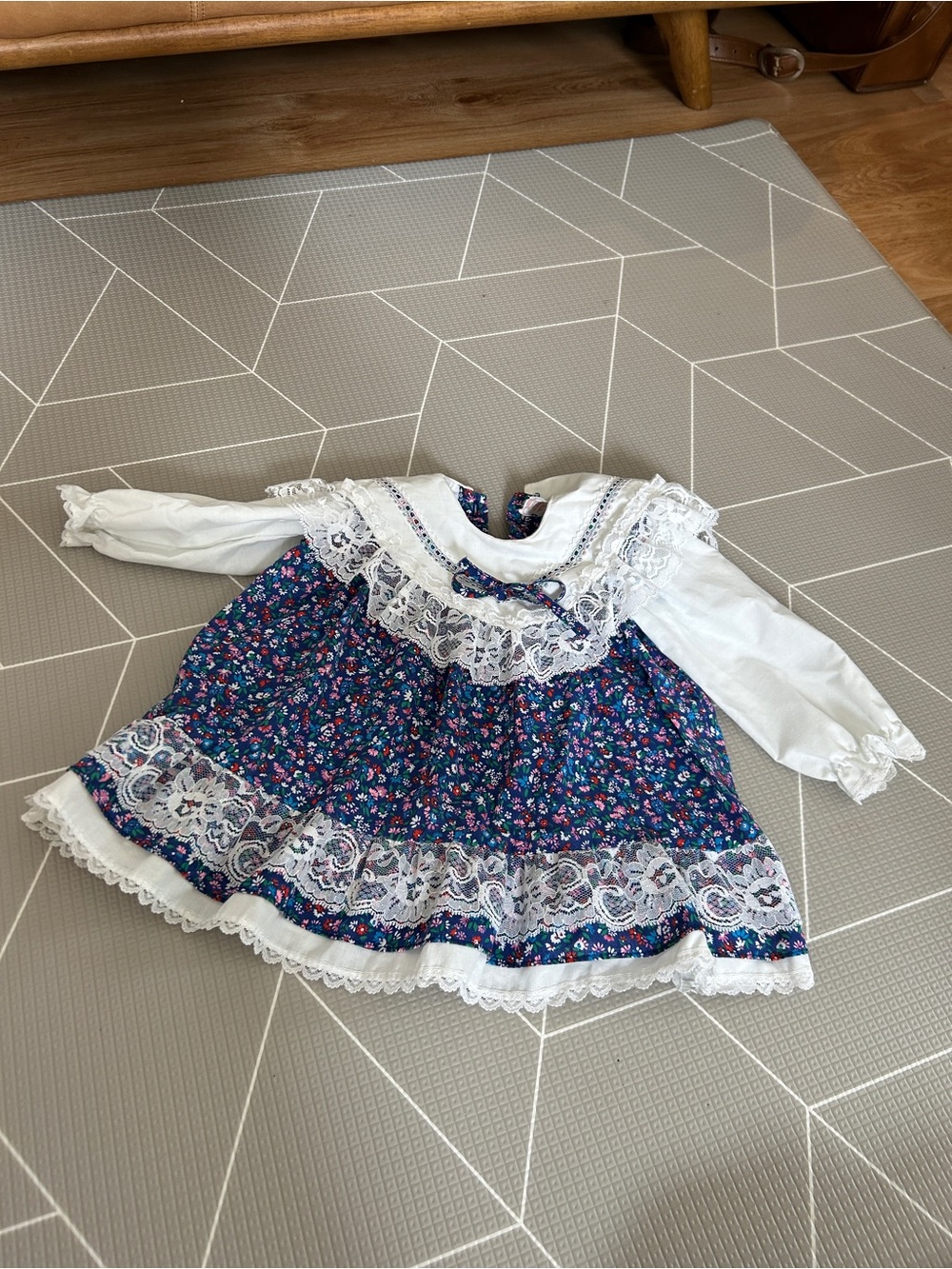 Vintage Floral Lace-Trim Toddler Dress